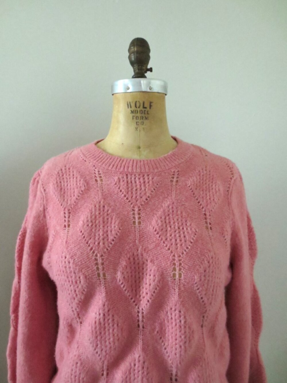 Cottagecore Classic Wool-Blend Balloon Sleeves Pink Sweater